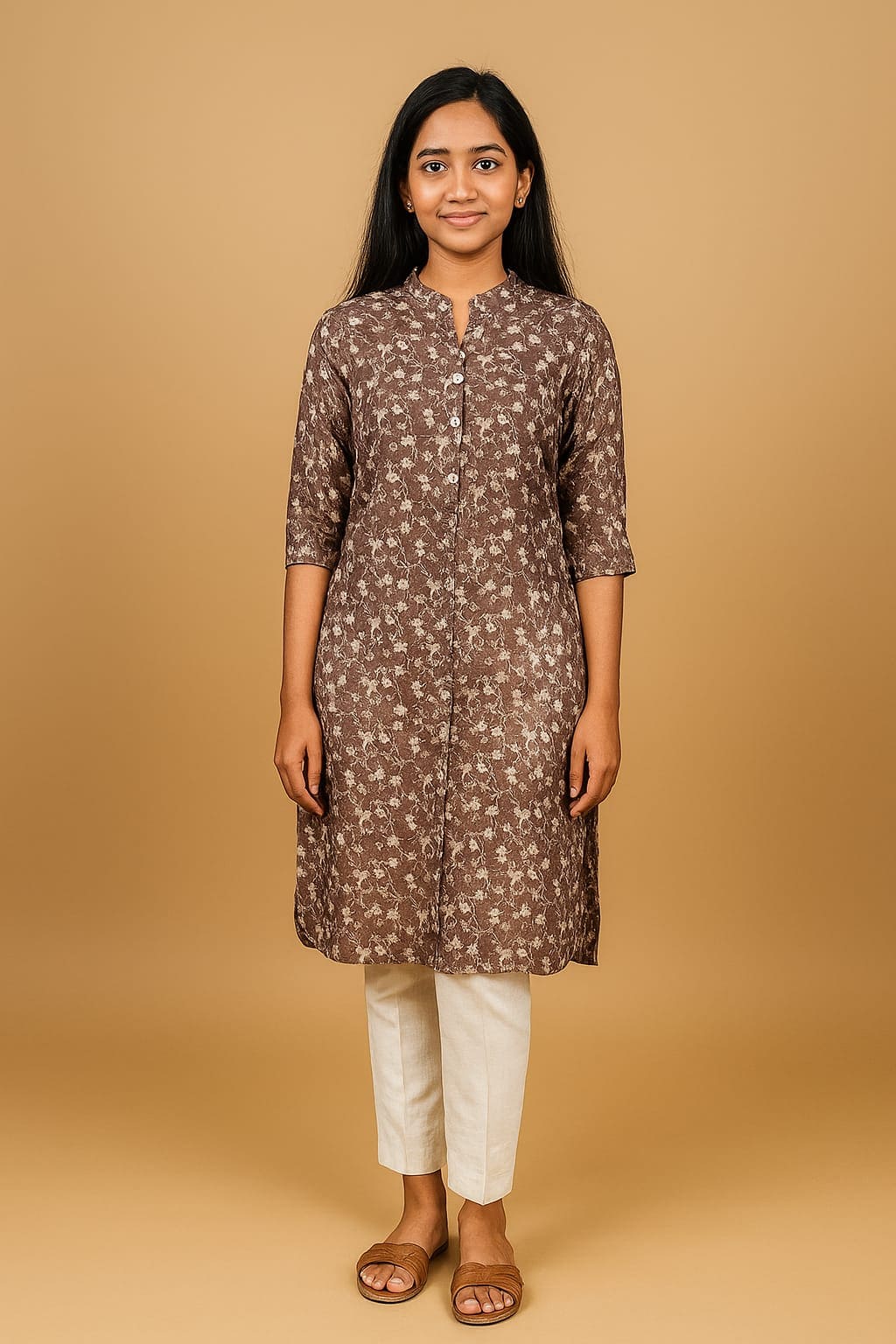 D.Gokuldas NX - Brown Printed Kurti
